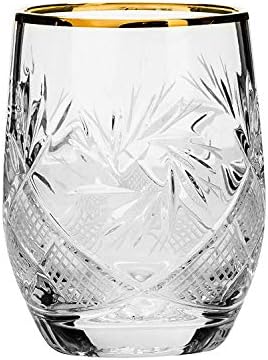 Svjetski Poklon Set od 6 ruskih rezanih kristalnih čaša 24k Gold Rimmed 1.7 Oz Vodka strijelci - staromodni
