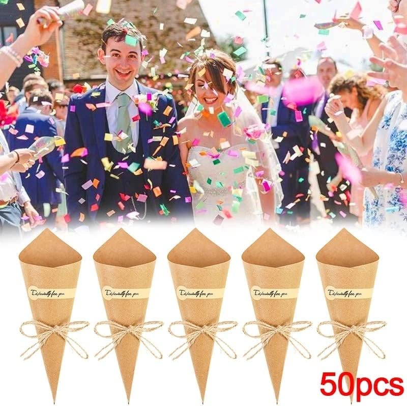 Zjhyxyh 50pcs kraft papir vjenčanje konfetti konus bombonski sušeni ružin ladica za ladicu za palačice