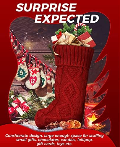 Ankis Velike božićne čarape 4pack -18 inča božićne čarape Dvostrani kabeli pleteni Xmas Čarape