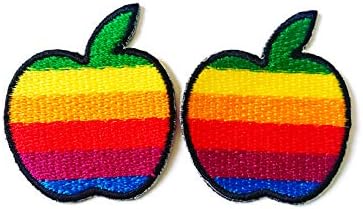 Set od 2 malenog. Mini Rainbow Apple Slatko crtani Logo zakrpe za šivanje željeza na vezenom