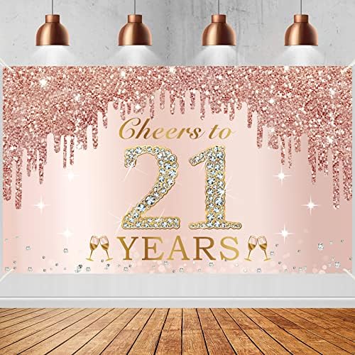 Veliki živjeli do 21 godine rođendanske dekoracije za žene, ružičasto ružičasto zlato Happy 21st Birthday