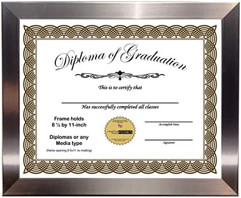 CreativePF [8. 5x11ss] inox Finish Diploma okvir prikazuje 8.5 po 11-inčni certifikat, diplomiranje,