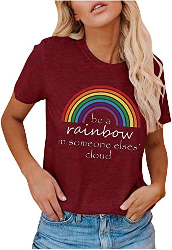 Lounge Top za teen Girls Jesen Ljeto Kratki rukav Crewneck Rainbow Grafički bluze Tees Juniors 2023