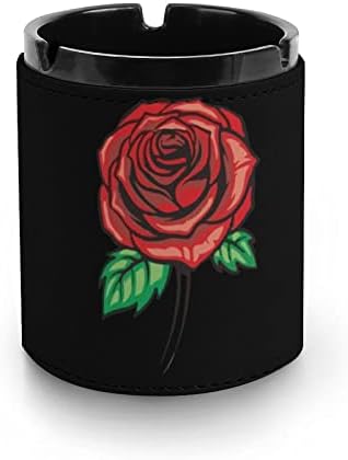 Vinage Red Rose Funny PU kožne pepeljarske cigarete Držač za ladicu za pepeo za kućne kancelarije