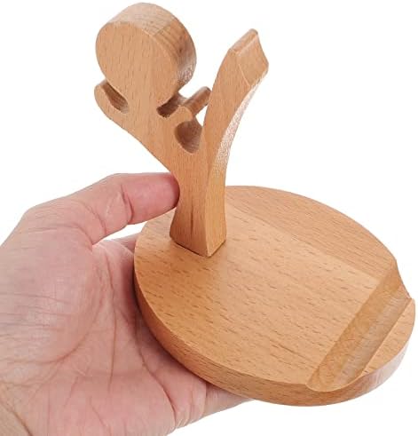 Sosoport Drveni nosač telefona Kung Fu figurine Mobilni mobilni telefon za stalak za stolove pametne
