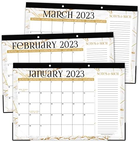 1 Zlatni mramorni kalendar 2023-2024 Kalendar Desk Pad, 1 magnetski tjedni obrok Planer za sušenje suhog