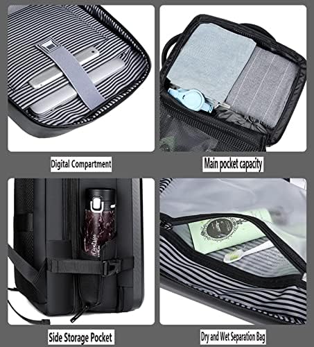 ElseGeod Proširiva putni ruksak za muškarce, anti krađa vodootporna računarska torba sa USB portom i mokrim džepom,