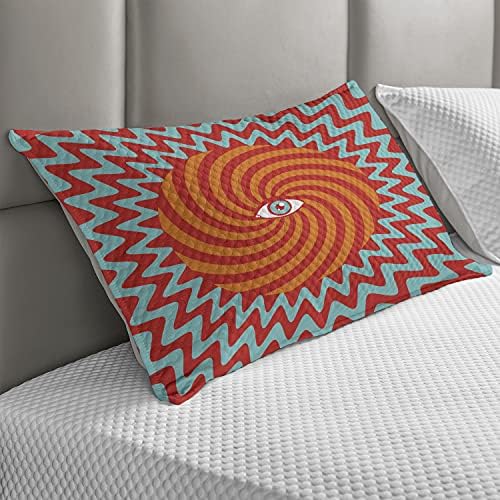 Ambesonne Vintage Quilted jastuk, unutrašnji oko u centru spiralnih linija sa koncentričnim