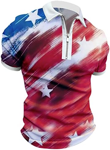 Muške američke zastave Printira polo košulje sa zatvaračem kratkih rukava 3D printova T majice Summer casual
