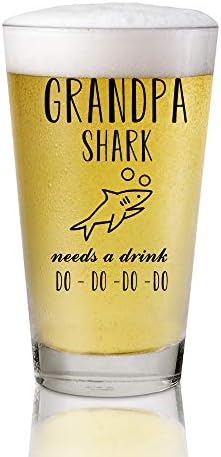 AGMdesign, Deda ajkula treba Adrink Do Do Do do16 Oz pivo pinta stakla, Funny Shark pokloni, Ideje za Djeda