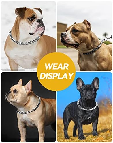 Aosui srebrni ovratnik za pse za male, srednje i velike pse, ogrlice za lanac pasa, debeli