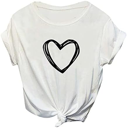 Ženske kratke rukave majice za srce Plus Veličina labava Casual bluza za pulover za tinejdžerke