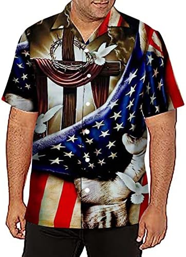 Velika b muška košulja ljetni 3D Print Dan nezavisnosti američka zastava Casual kratki rukav dugme