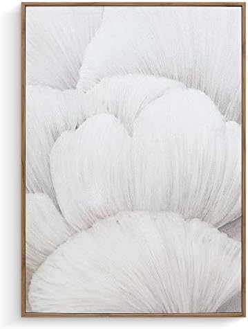 Pigort uokvireni veliki bijeli cvijet platno Art zidni dekor, teksturirano moderno platno slikarstvo