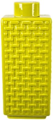 Sagebrook Home 11990-1 Keramički kvadrat natkriveni tegljač, žuta keramika, 6,5 x 4 x 16 inča