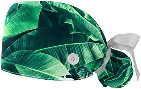 Niaocpwy Tropical Ljeto postrojenje zeleno lišće Podesiva radna kapa s tipkama elastična vrpca za vezanje