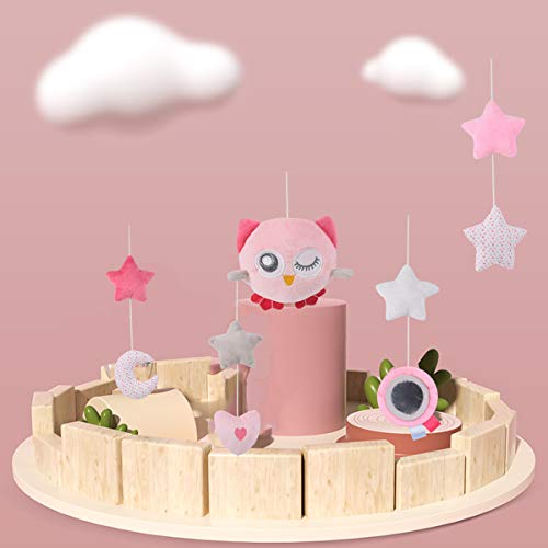 Tuivesafu baby Musical Crib Mobile sa visećim rotirajućim plišanim ružičastim privjeskom Sova igračke,