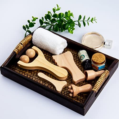 Allshow Wood komplet za terapiju lica, drveni Set alata za masažu lica, drvene čašice za masažu, alat