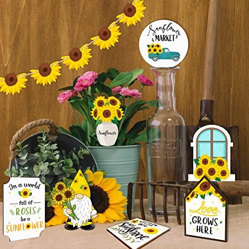 Muazida Nadogradnja 12 komada Sunflower Relied dekor ladice, ukrasi za suncokret za dom, suncokret