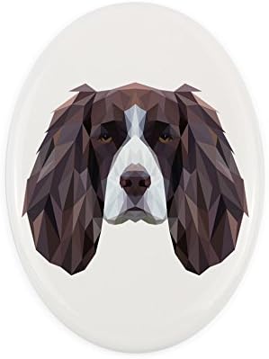 Springer španijel, nadgrobna keramička ploča sa likom psa, geometrijska