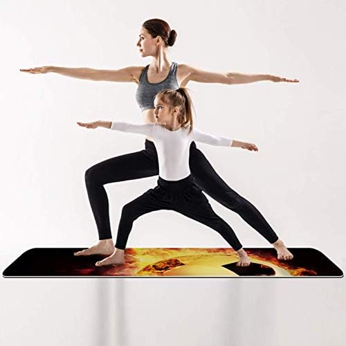 Siebzeh Soccer Football Fire Premium Thick Yoga Mat Eco Friendly Rubber Health & amp; fitnes non