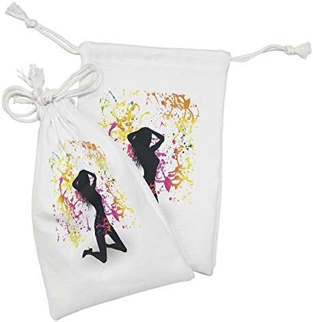 Lunarble Grunge tkanina torba od 2, silueta žene u pozi na boji za prskanje Funky pozadinske umjetnosti,