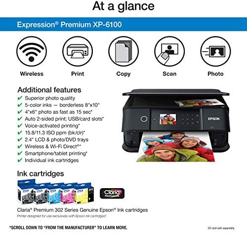 Epson Expression Premium XP-6100 bežični štampač fotografija u boji sa skenerom i kopir aparatom, Crni, srednji