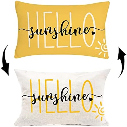 BehoneyBee Hello Sunshine Farmhouse Yellow Lumbar jastuk za proljeće Ljetni ukrasi Pamučni posteljina jastučna