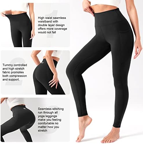 Betterchic ženske joge gamaše visoke struke debele joge hlače sa džepovima Atletski vježbanje za žene