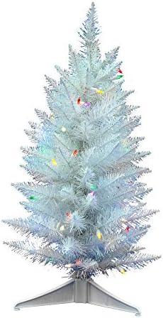 Vickerman 30 Sparkle bijela smreka olovka umjetno božićno drvce, višebojne LED svjetla - Faux smreka božićna drvca