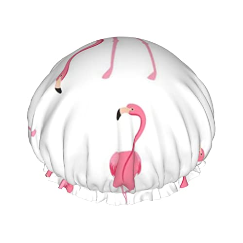 Flamingos na bijelom tiskanom tuš kabinu, dvoslojni kapa za kupanje za žene vodootporne tuš kabine