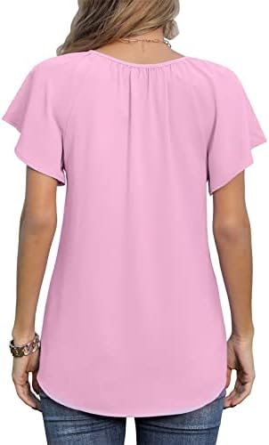Nokmopo Flannel majice za žene Ležerne modne šifonske tiskane kratkih rukava čipka u obliku labave košulje
