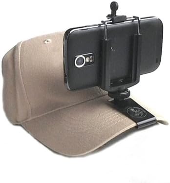 StreamAroo Universal Hands-Free Mount s pametnim telefonom. Pomiče se na balkap, bez kaiševa na glavi.