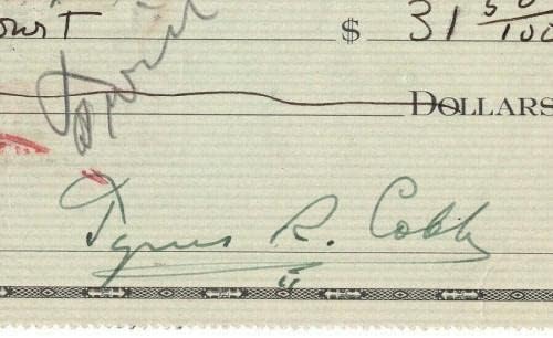 Ty Cobb potpisao 1950 lični ček JSA certificirani autentični autogram Auto-MLB rezni potpisi