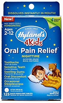 Dječije noćne tablete za oralnu bol od Hylandovih 4kids-a, prirodnog ublažavanja zubobolje, oteklina