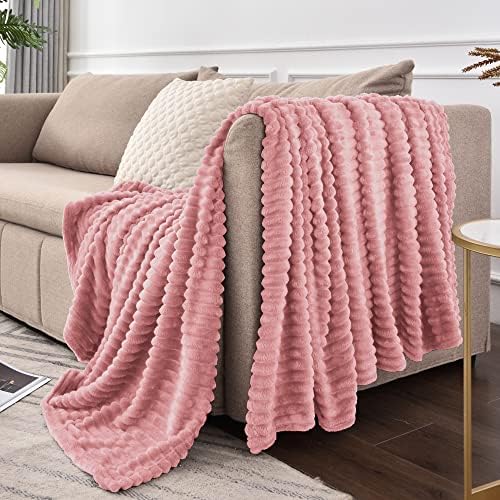 Bedelite Fleece Throw deka za kauč – 3d rebrasti žakard mekani i topli dekorativni prolećni ćebad
