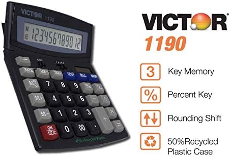 Victor 1190 12-znamenkasti standardni kalkulator za radnu površinu, baterija i solarni hibridni nalog