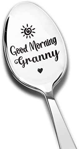 Dobro jutro baka kašika gravirano Nerđajući čelik Funny, Nana pokloni od unuka, najbolja kašičica