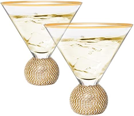 Dijamantske naočare za Martini Set od 2 - vino Savant - moderno staklo za koktele sa srebrnim