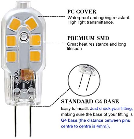 SumVibe G4 LED sijalica, 20w halogena sijalica zamjena, 2 W G4 sijalice Bi-Pin baza, AC/DC 12 Volt topla