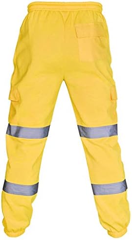 WenKomg1 Muški HI Vis Radni teretni hlače Reflektirajuća sigurnosna pantalona Visoka vidljivost
