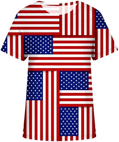 Djevojke Crewneck Pamuk Američka zastava Suncokret cvjetna grafička bluza Thirt za žene ljetni