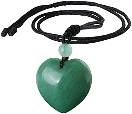 Dhzjtsl Green Aventurine Izlečenje kristalno ogrlice od srca Prirodni kvarcni kameni privjesak s kablom