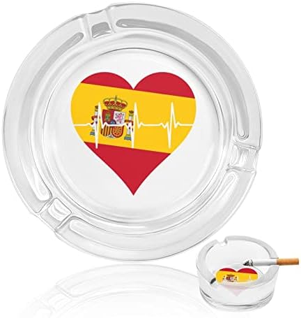 Love Španija Heartbeat Glass Peshtray za cigarete okrugle ladice za pepeo za kućni ured i restorane