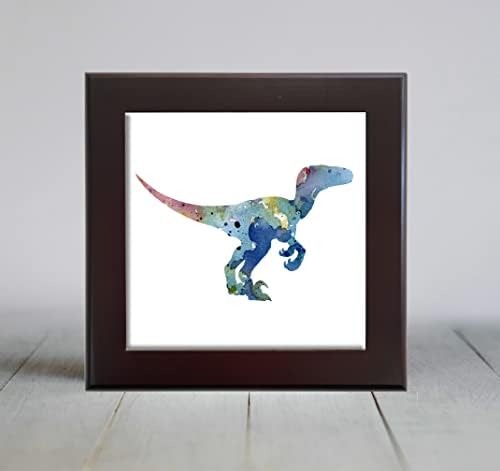 Velociraptor Plava Apstraktna Akvarelna Umjetnost Dekorativna Pločica
