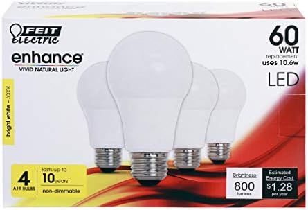Feit Electric Enhance A19 E26 LED sijalica svijetlo Bijela 60 Watt ekvivalencija 4 pk