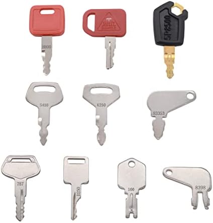Ruibapa 10 Ključevi za tešku opremu Građevinski paljenje Key set odgovara CATERPILLAR JD Hyster Komatsu Keys