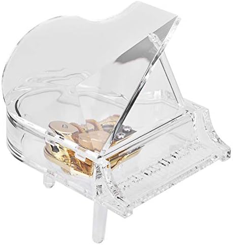 Schellen muzička kutija, akril mini klavir oblik prozirni sat za mehaničku kutiju Windup Ornament za kućni