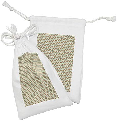 AMBESONNE Retro tkanina Torbica set od 2, vintage geometrijski motivi uzorak, mala torba za vuču za toaletne