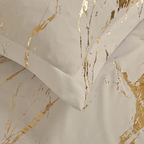 Khaki Gold Metallic mramorni komfor komplet kraljevske folije Štampanje sa 2 jastučnice za sve sezone, mekani
